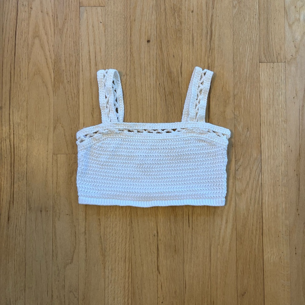 White Crochet Crop TankTop